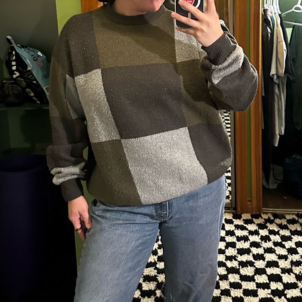 Checkered Knit Sweater